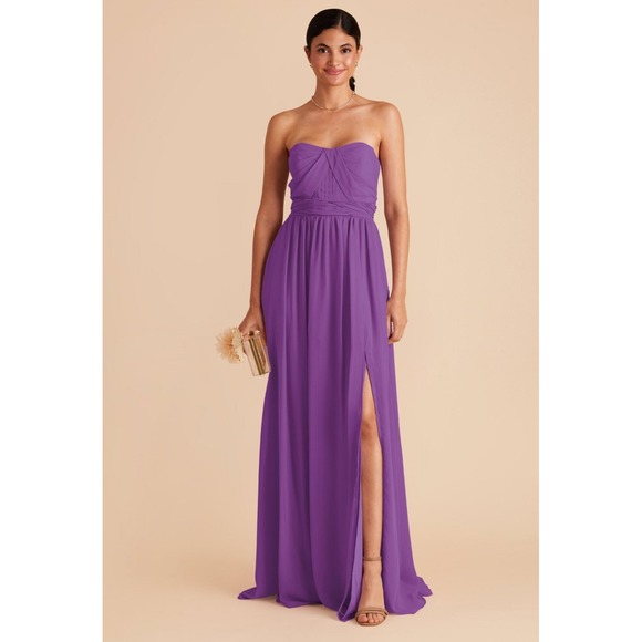 Birdy Grey Grace Chiffon Dress Amethyst  Strapless Bridesmaid Gown Size S - Picture 1 of 10